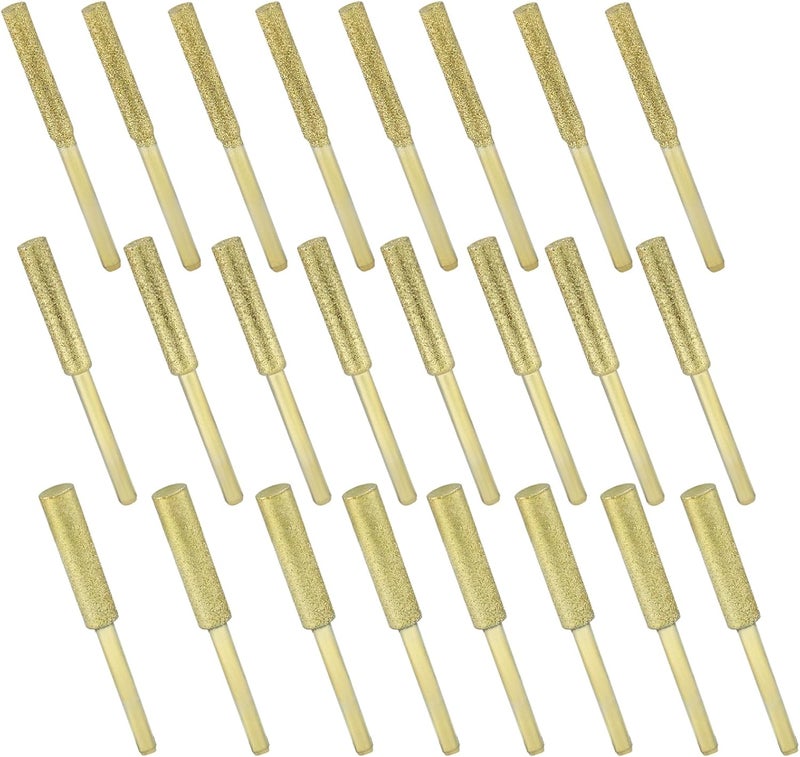 Rierdge 24 Pack Diamond Chainsaw Sharpener 1/8" Shank, High Hardness Grinding Bits Polishing Stones, Durable Files for Electric Chainsaws/Garden Tools, 5/32'', 3/16'', 7/32''(Gold) - Image 5